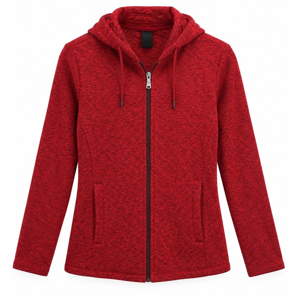 Dickies Women M Red Heathered Sweater Fleece‎ Full Zip Hoodie Jacket RN20697